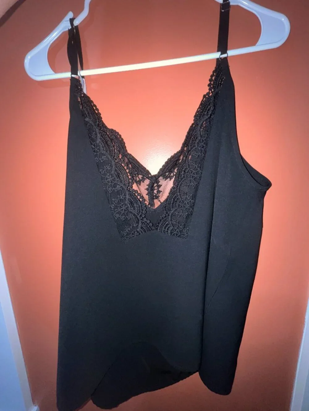 Black Lace-Trim V-Neck Camisole Tank Top